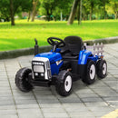 Blue Ride-On Tractor with Detachable Trailer, Remote Control & Music