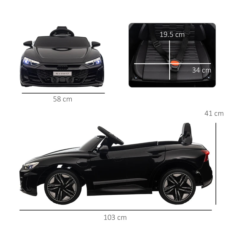 Black Audi Licensed 12V Kids Electric Ride-On Car with Remote Control