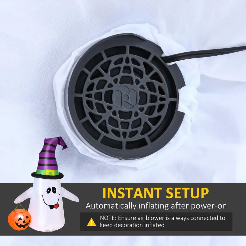 1.2m Halloween Witch Ghost Inflatable Decoration with LED Lights - Weather-Resistant