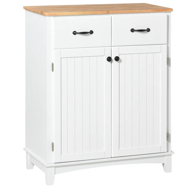 White Wooden Kitchen Storage Cabinet with Drawers