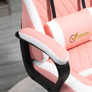 Pink Gaming Chair with Lumbar Support and Swivel Wheels