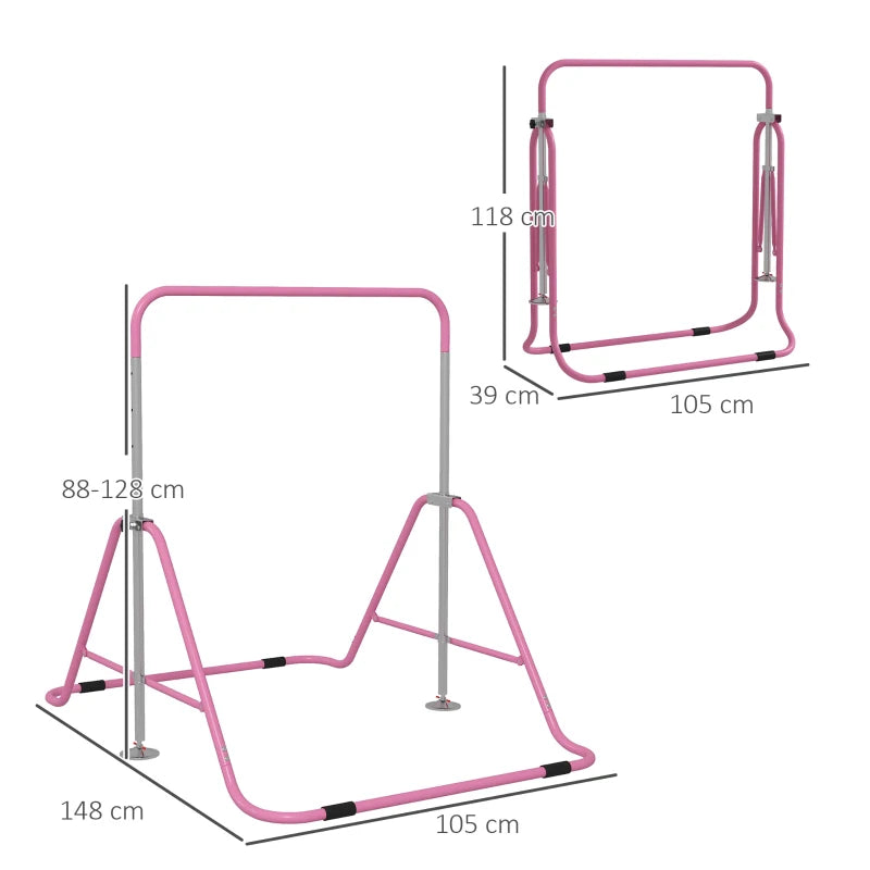 Adjustable Pink Kids Gymnastic Bar