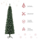 6FT Snow-Dipped Green Christmas Pencil Tree with Foldable Stand