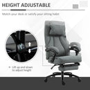 Grey Fabric Office Chair with Massage Pillow, USB Power, Footrest - High Back, 360° Swivel