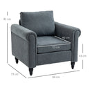 Grey Upholstered Accent Chair with Rolled Arms and Back Pillow