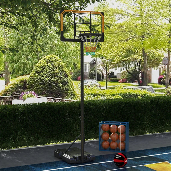 Adjustable Black Freestanding Basketball Hoop Set - 182-213cm