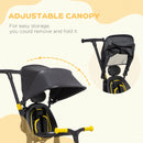 Yellow 3-in-1 Kids Tricycle with Parent Handle