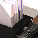 Black 3-Drawer Steel File Cabinet with Pencil Tray