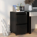 Black Steel 2-Drawer Mobile Filing Cabinet for Letter, A4, Legal Size