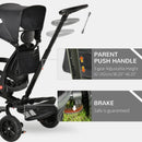 Black 4-in-1 Kids Trike with Adjustable Seat & Canopy