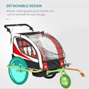 Red Child Bike Trailer for 2 Kids with 360° Rotatable Design