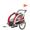 Red Child Bike Trailer for 2 Kids with 360° Rotatable Design
