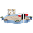 Blue Wooden Sandbox with Six Seats and Accessories for Ages 3-7