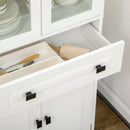White Kitchen Storage Cabinet with Glass Door and Drawer