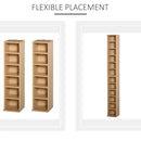 Wooden Media Display Shelf Set of 2 - Blu-Ray Tower Rack with Adjustable Shelves, Natural Wood