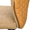 Set of 4 Light Brown Upholstered Bar Stools with Backs and Steel Legs