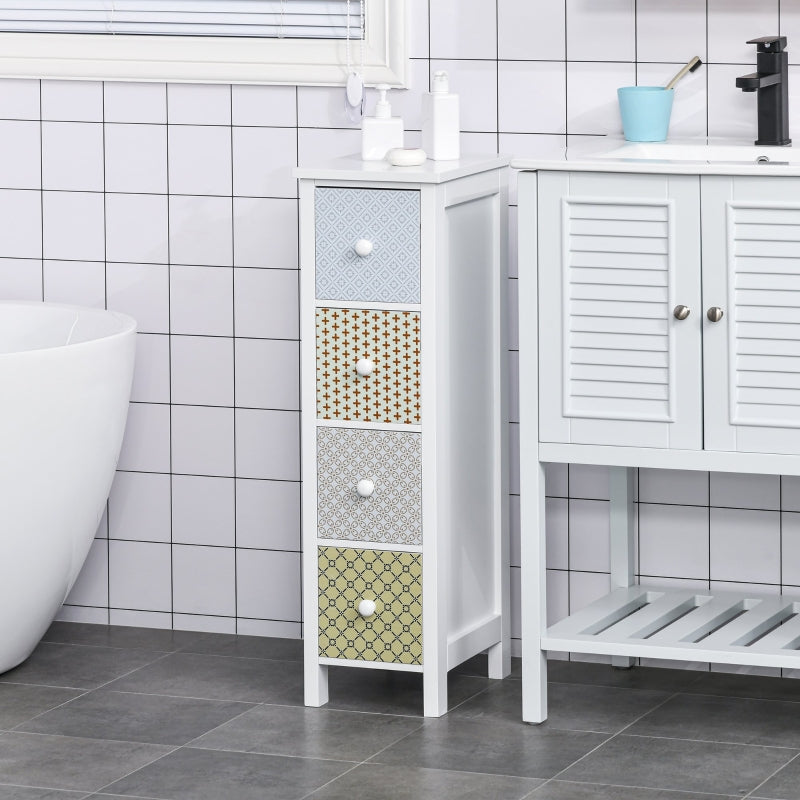 4-Drawer White Storage Chest for Bedroom and Bathroom