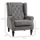 Dark Grey Retro Wingback Armchair with Button Tufted Design