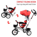 Red 4-in-1 Kids Tricycle Stroller with Canopy