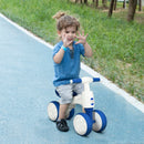 Blue Toddler Balance Bike, Anti-Slip Handlebars, 4 Wheels, No Pedal - Ages 18-36 Months
