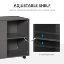 Grey Mobile Printer Stand with 3 Drawers and 2 Shelves - Modern Office Storage