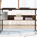 Adjustable Drafting Table with Tiltable Tabletop and Storage Shelf, Rustic Brown