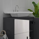 Light Grey Under Sink Bathroom Cabinet with Double Doors and Shelf