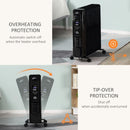 Black 2500W Digital Oil Filled Radiator with Timer & Remote