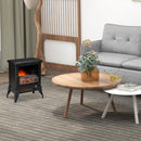 Black Electric Fireplace Stove with Realistic Flame Effect