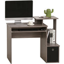 Grey Computer Desk with Sliding Keyboard Tray and Storage Drawer