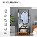 Black Metal Clothes Rack with 2 Tier Shelves, 64 x 42.5 x 149 cm
