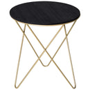 Modern Black and Gold Round Coffee Table with Metal Legs