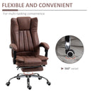 Brown Microfibre Home Office Chair with Reclining Function & Footrest