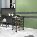 Black Rolling Utility Storage Trolley with 4 Mesh Trays