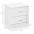 Modern White 2-Drawer Bedside Table Nightstand for Bedroom