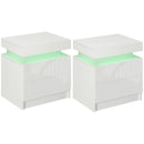 White High Gloss LED Bedside Table with 2 Drawers