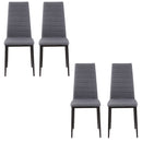 Grey Upholstered High Back Dining Chairs Set of 4