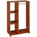 Mobile Walnut Wardrobe with Hanging Rod and Shelves