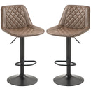 Brown Retro Swivel Bar Stools Set of 2, Adjustable Kitchen Chairs with Backrest