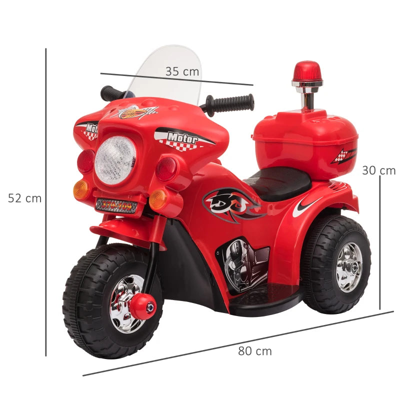 Red 3-Wheel Electric Ride-On Motorcycle for Toddlers with Lights and Music