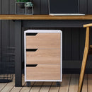 Oak 3-Drawer Mobile File Cabinet with Wheels for Home Office