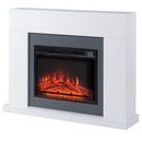 White Electric Fireplace Heater with Remote Control - 2000W, LED Flame Effect