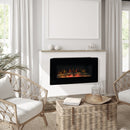 Black Electric Wall-Mounted Fireplace Heater with Adjustable Flame Effect