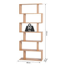 Maple Wood S-Shaped 6-Shelf Room Divider Bookcase
