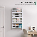 Wooden 4-Tier Wall Magazine Rack Shelf - White