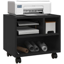 Black 3-Compartment Printer Cart with Wheels