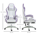 White & Purple Racing Gaming Chair with Footrest & Swivel Seat