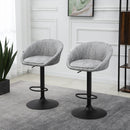 Modern Swivel Grey Bar Stools Set of 2 with Armrests and Footrest