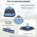 Hexagon Double Layer Camping Tent, 4-Person, Blue/Black