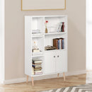White Wooden Bookcase Storage Cabinet with Doors
